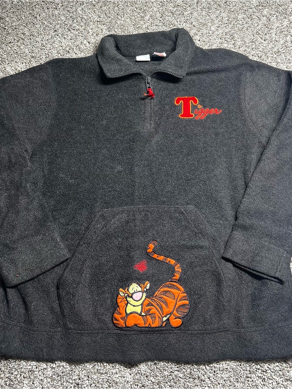 Vintage Disney Fleece Pullover with Embroidered Tigger